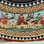 ساعت دیواری بیضی خاتم کاری اسب و شکار بزرگ - Image 5