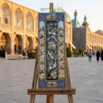 تابلو قلم زنی 20در55 سانتی با قاب چوگان