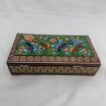 جعبه خاتم کاری استخونی مدل گل و مرغ سایز 11در21 - Image 8
