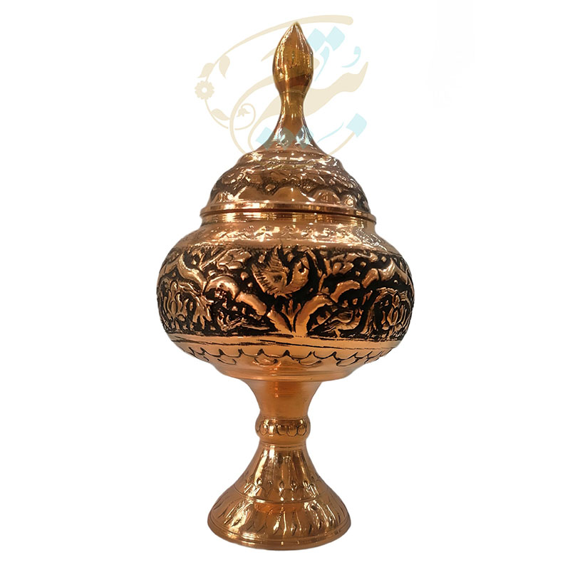 IeQZh45uqb6MUgFD1VgYELRGjKMFAli9F34IoUBmIOLTIUON4x.jpg شکلات خوری پایه دار قلمزنی مدل گل و مرغ 26 سانتی - Image 1