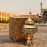 شکلات خوری مس و خاتم کاری به همراه جعبه سنتی