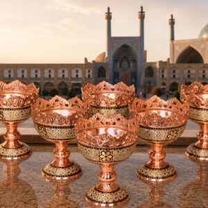 ست آجیل خوری مسی خاتم کاری صنایع دستی اصفهان