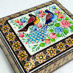 جعبه خاتم کاری استخونی مدل گل و بلبل 10در10 - Image 5