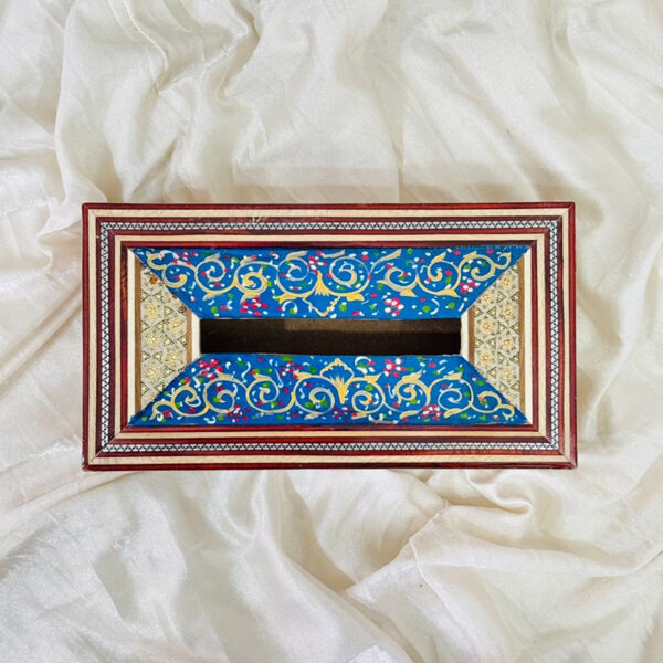 جعبه دستمال کاغذی خاتم چوبی نقاشی تذهیب - Image 3