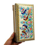 ست سه تیکه خاتم کاری جعبه دستمال کاغذی،جاکاردی،سطل مدل گل و مرغ - Image 15