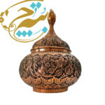 شکلات خوری (قندان) قلمزنی مدل گل و مرغ 25 سانتی - Image 3