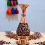 ست هدیه اداری گلدان مسی الماس تراش و تابلو فیروزه کوبی - Image 6