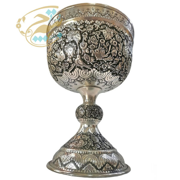 سنگاب یا جام قلمزنی مسی برجسته 28سانتی - Image 3