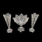 کاسه ملیله کاری شماره 1 و گلدان ملیله کاری تنه خمری - Image 4