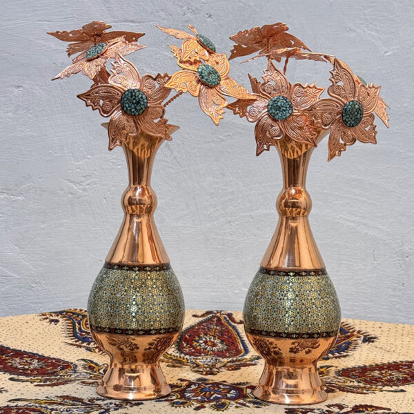 ست هدیه جفت گلدان خاتم کاری سایز 20 - Image 4