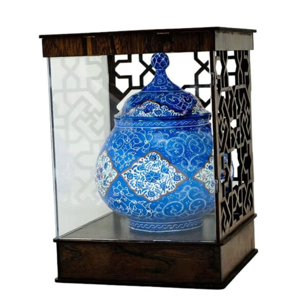 قندان میناکاری مسی به همراه پلکسی مشبک - Image 13
