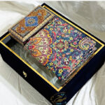 ست هدیه خاتم کاری ترمه و جعبه تذهیب اعلا - Image 2