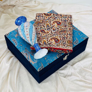 ست هدیه اداری گلدان مسی میناکاری و رومیزی قلمکاری