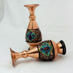 گلدان مسی الماس تراش پرداز دوعددی 20سانتی - Image 3