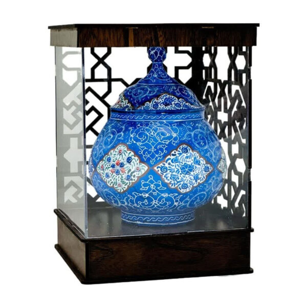 قندان میناکاری مسی به همراه پلکسی مشبک - Image 11