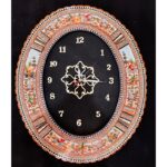 ساعت دیواری بیضی خاتم کاری اسب و شکار بزرگ