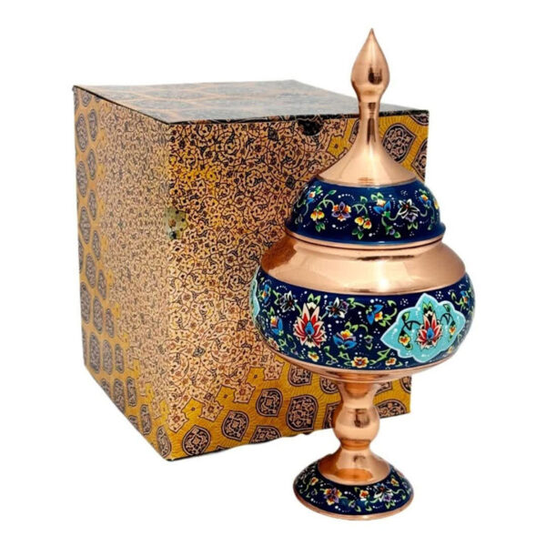 شکلات خوری مسی پایه دار مس و پرداز با جعبه سنتی - Image 12