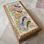 جعبه دستمال کاغذی و جاقاشقی خاتم کاری گل و بلبل - Image 7