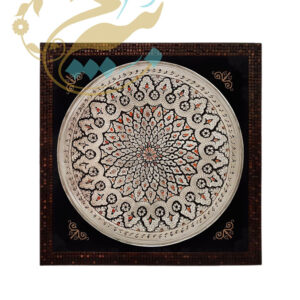 تابلو قلمزنی سینی مسی  با قاب  اعلا قطر35