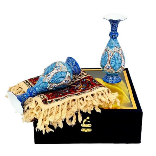 ست اداری رومیزی قلمکاری و گلدان مسی میناکاری 20 - Image 2