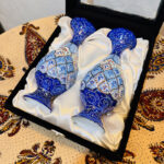 گلدان مینا کاری 20سانتی جفتی با جعبه مخمل - Image 8