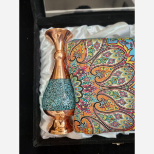 ست هدیه هدیه اداری ترمه و گلدان مس و فیروزه