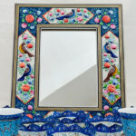 ست هفت سین میناکاری مسی مدل پایه دار آبی - Image 11