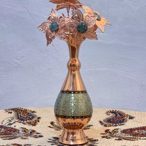 ست هدیه هدیه اداری ترمه و گلدان مس و خاتم - Image 9