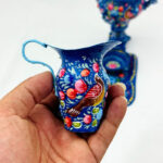 سرویس سماور دکوری میناکاری نقاشی برجسته گل و بلبل - Image 15