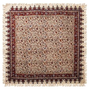 رومیزی قلمکار ممتاز طرح گل ریز سایز 1در1