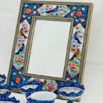 ست هفت سین میناکاری مسی مدل پایه دار آبی - Image 10