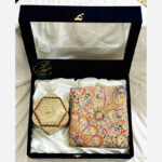 ست هدیه خاتم کاری ترمه و قندان چوبی - Image 3