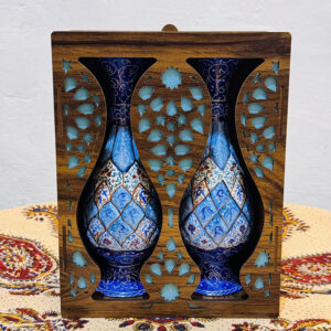 ست هدیه میناکاری گلدان20 با جعبه مشبک