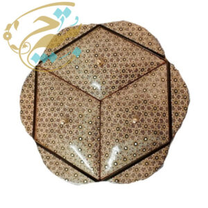 شکلات خوری خاتم کاری سه درب مدل پره وارو  طرح گلی شش ضلعی سایز 23در23
