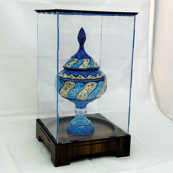 شکلات خوری مسی میناکاری 27 سانتی به همراه پلکسی - Image 6