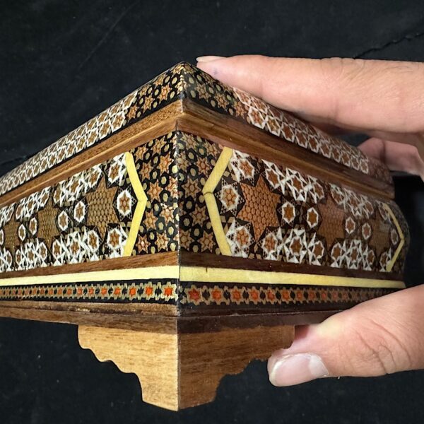 جعبه خاتم کاری توپی 14در22 سانتی  لولایی داخل راش - Image 6