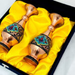 گلدان مسی الماس تراش و پرداز با جعبه مخمل - Image 7