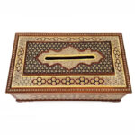 ست جعبه دستمال کاغذی و سطل خاتم کاری صلیبی - Image 5