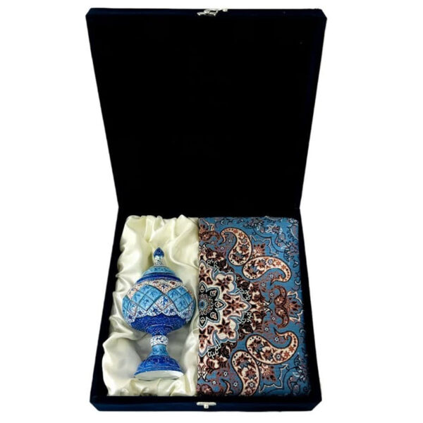 ست هدیه اداری شکلات خوری میناکاری و ترمه - Image 5
