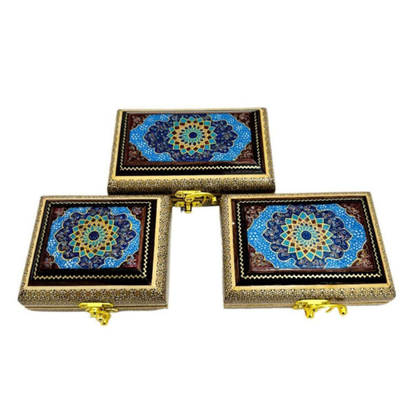 جعبه خاتم کاری مدل تمام خاتم تذهیب سری - Image 14