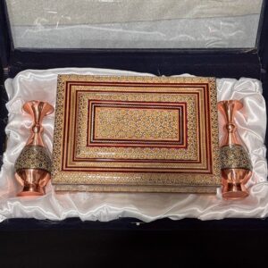 پک هدیه جفت گلدان و جاقرآنی خاتم کاری