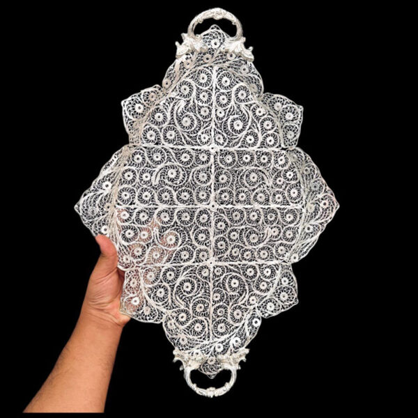 ظروف ملیله کاری سینی پروانه بیضی لبه دار - Image 4