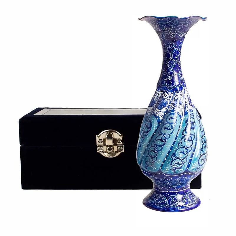 T07NrO91OEjQh5ND1ziU9xz2EI6TwoXvhTUBSPwneBNAxOCqdm.jpg گلدان میناکاری 16 سانتی با جعبه جیر - Image 1