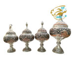 گزخوری (شکلات خوری پایه دار) قلمزنی مدل گل و مرغ 30 سانتی - Image 2