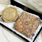 ست هدیه خاتم کاری ترمه و شکلات خوری سه درب - Image 2