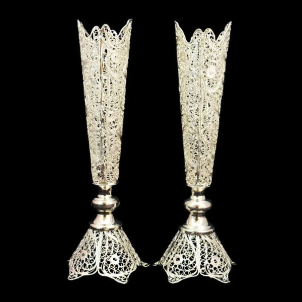 پک هدیه صنایع دستی ملیله کاری گلدان مدادی و ترمه - Image 5