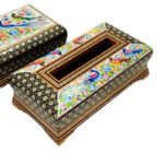 ست جعبه دستمال کاغذی  و جاکاردی خاتم کاری  مدل گل و مرغ اعلا - Image 13