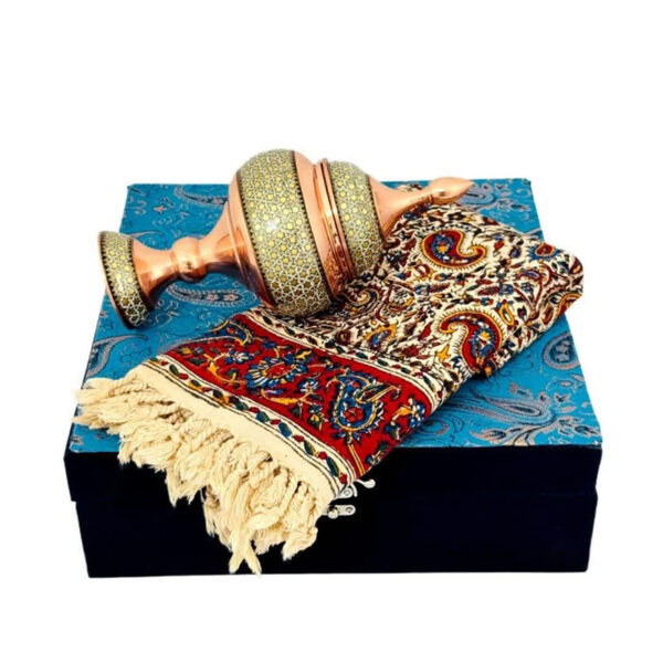 ست هدیه خاتم کاری شکلات خوری و رومیزی قلمکاری - Image 4