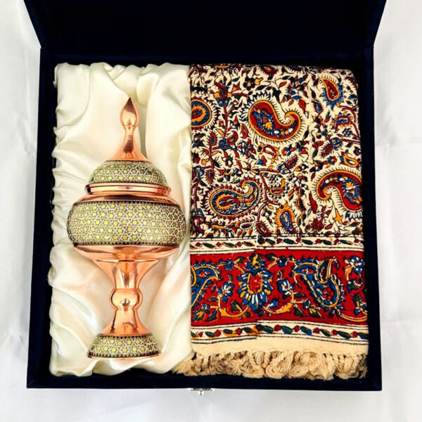 ست هدیه خاتم کاری شکلات خوری و رومیزی قلمکاری - Image 6