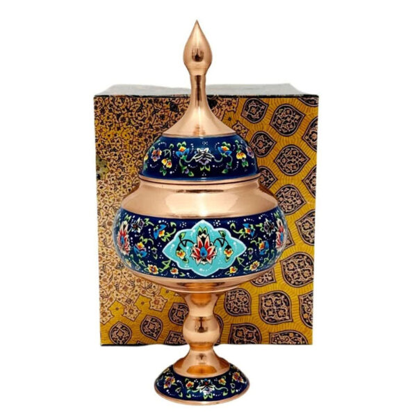 شکلات خوری مسی پایه دار مس و پرداز با جعبه سنتی - Image 13